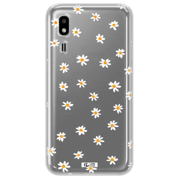 a white background with orange dots Samsung A2 Core Clear TPU Case