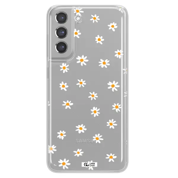 a white background with orange dots Samsung A21 Fe Clear TPU Case
