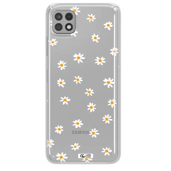 a white background with orange dots Samsung A22 5g Clear TPU Case