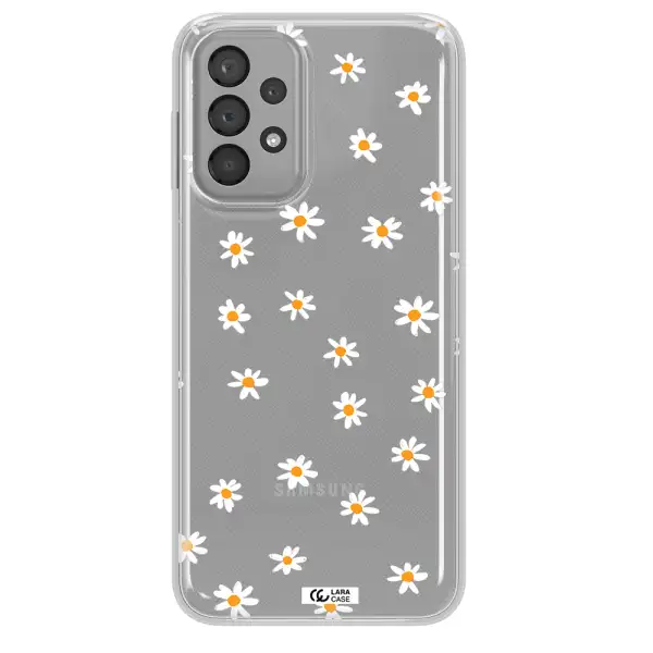 a white background with orange dots Samsung A23 Clear TPU Case
