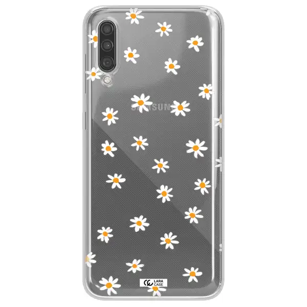a white background with orange dots Samsung A30S Clear TPU Case