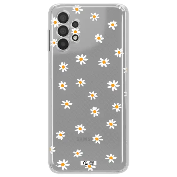 a white background with orange dots Samsung A32 Clear TPU Case