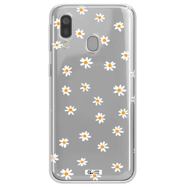 a white background with orange dots Samsung A40 Clear TPU Case
