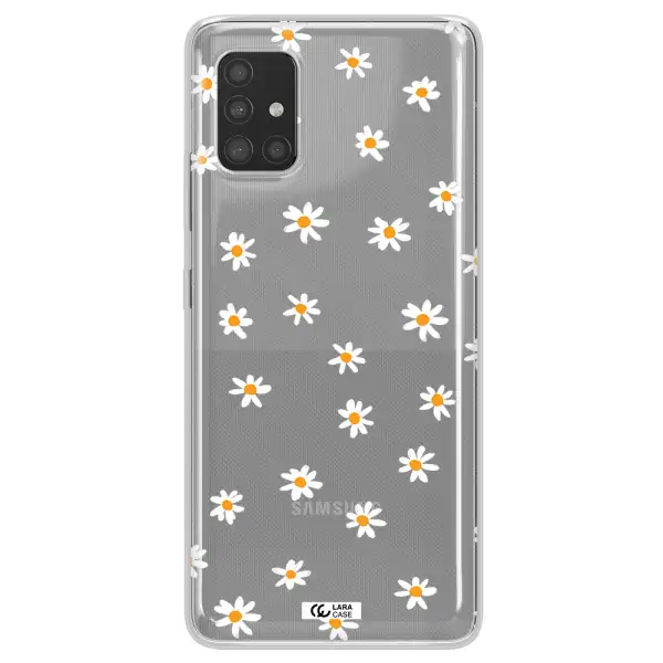 a white background with orange dots Samsung A51 Clear TPU Case