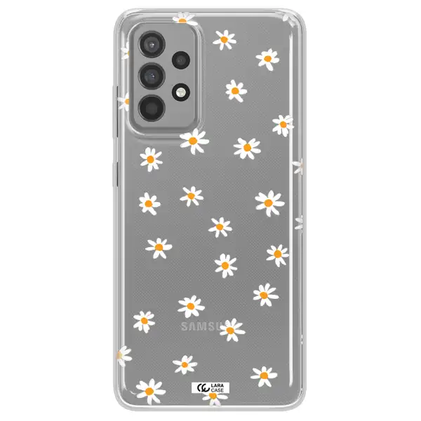 a white background with orange dots Samsung A52 Clear TPU Case