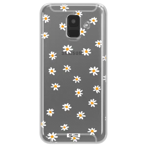 a white background with orange dots Samsung A6 Clear TPU Case