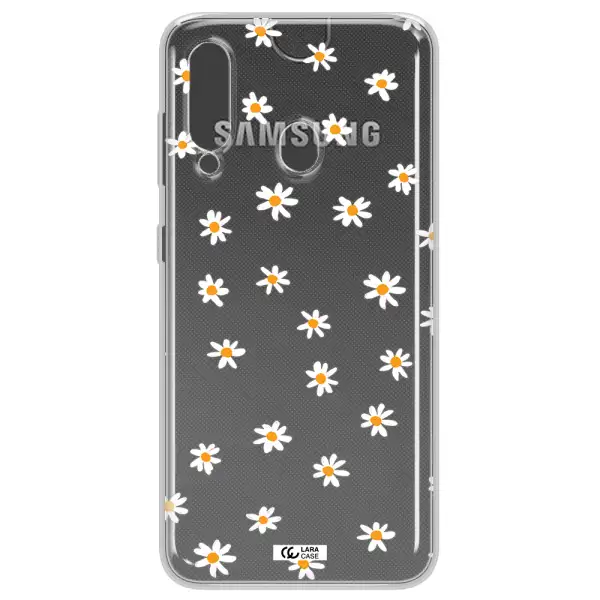 a white background with orange dots Samsung A60 Clear TPU Case