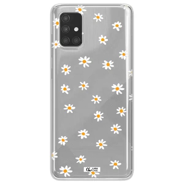 a white background with orange dots Samsung A71 Clear TPU Case