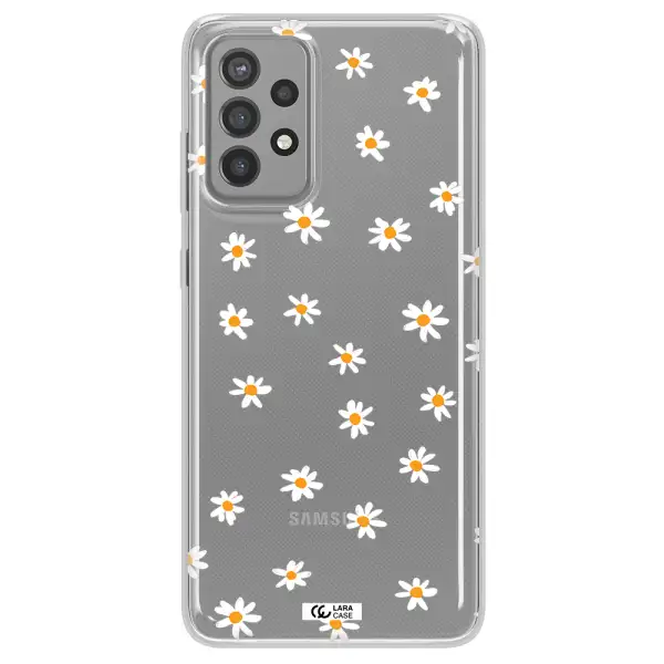 a white background with orange dots Samsung A72 Clear TPU Case