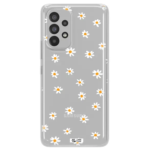 a white background with orange dots Samsung A73 Clear TPU Case