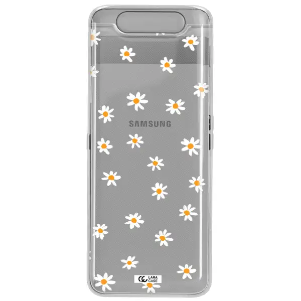 a white background with orange dots Samsung A80 Clear TPU Case