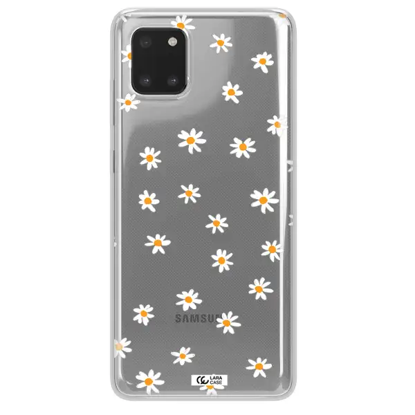 a white background with orange dots Samsung A81 Clear TPU Case