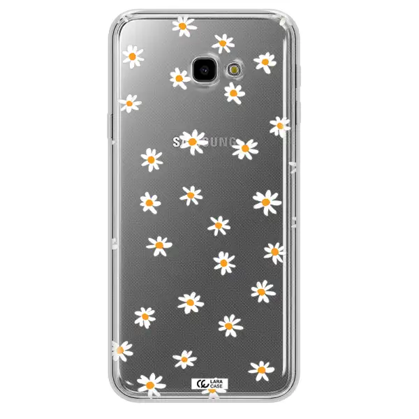 a white background with orange dots Samsung J4 Plus Clear TPU Case
