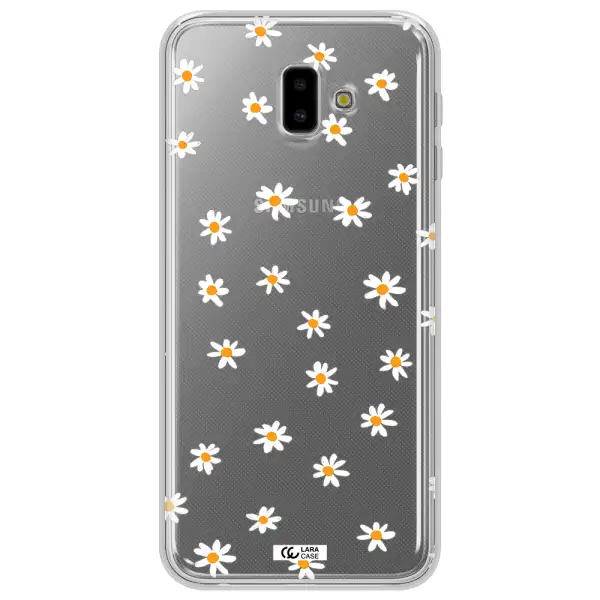a white background with orange dots Samsung J6 Plus Clear TPU Case