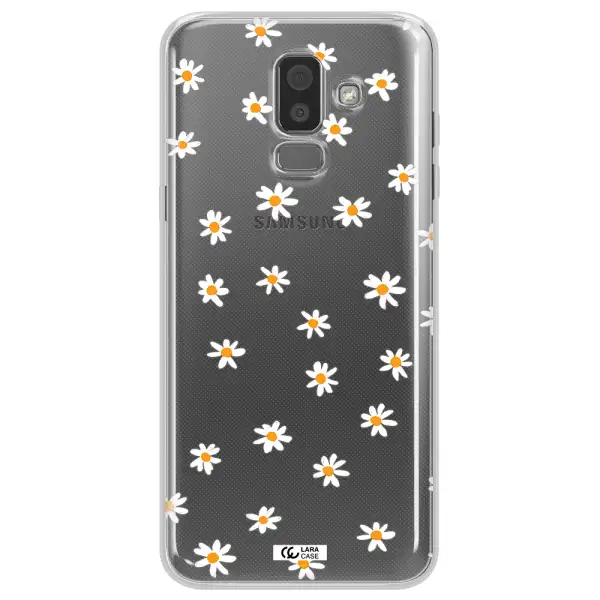 a white background with orange dots Samsung J8 Clear TPU Case