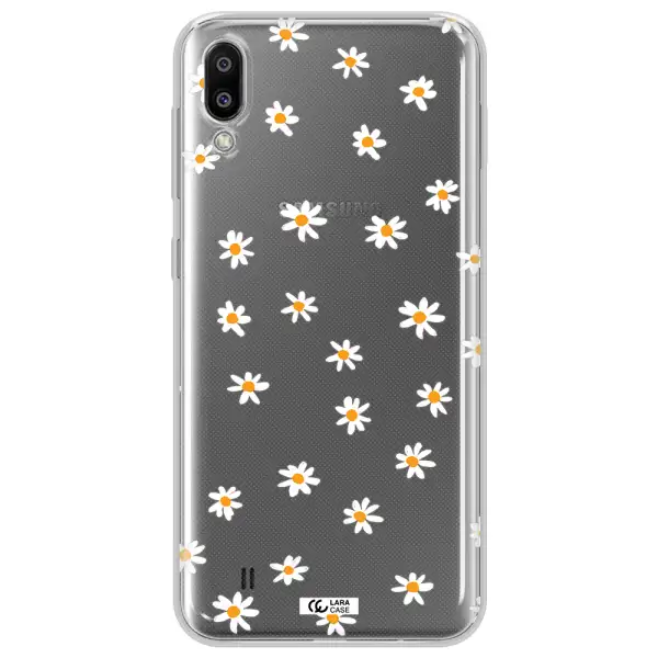 a white background with orange dots Samsung M10 Clear TPU Case