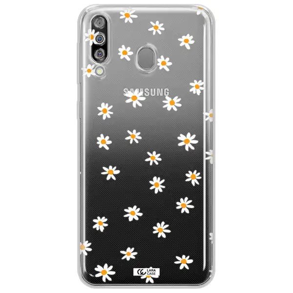 a white background with orange dots Samsung M30 Clear TPU Case