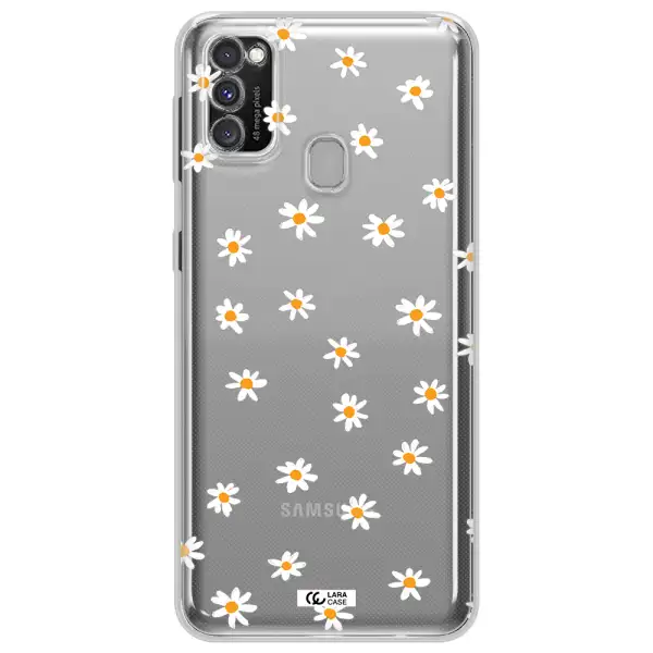 a white background with orange dots Samsung M30S Clear TPU Case
