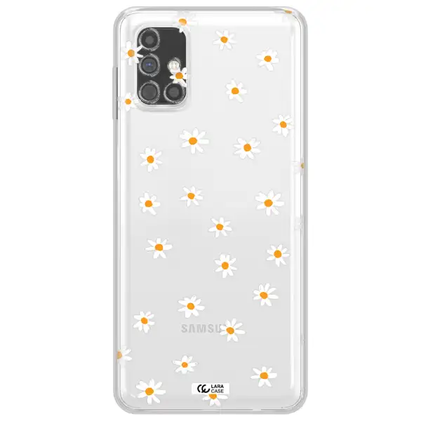 a white background with orange dots Samsung M31S Clear TPU Case