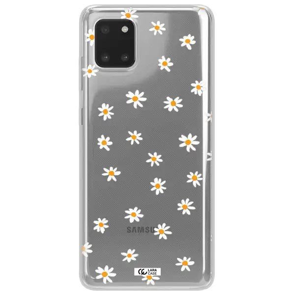 a white background with orange dots Samsung Note 10 Lite Clear TPU Case