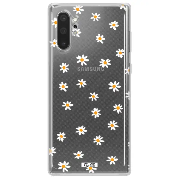 a white background with orange dots Samsung Note 10 Plus Clear TPU Case