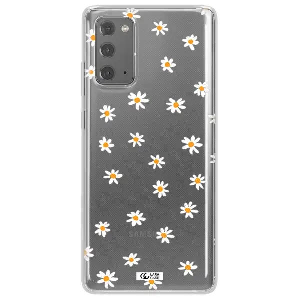 a white background with orange dots Samsung Note 20 Clear TPU Case