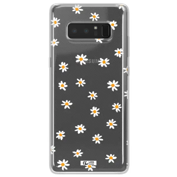 a white background with orange dots Samsung Note 8 Clear TPU Case