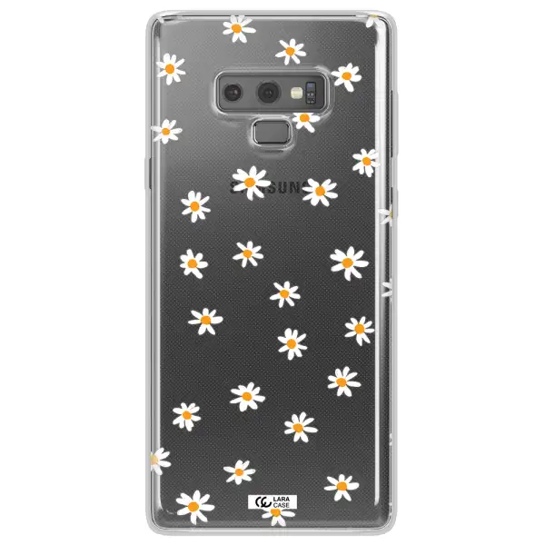 a white background with orange dots Samsung Note 9 Clear TPU Case