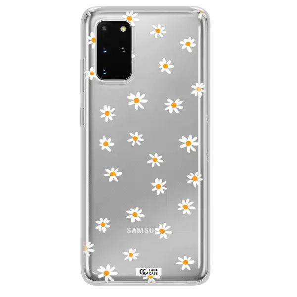a white background with orange dots Samsung S 20 Plus Clear TPU Case