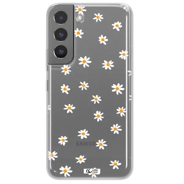 a white background with orange dots Samsung S 22 Plus Clear TPU Case