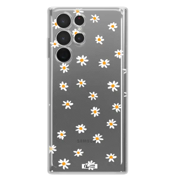 a white background with orange dots Samsung S 22 Ultra Clear TPU Case