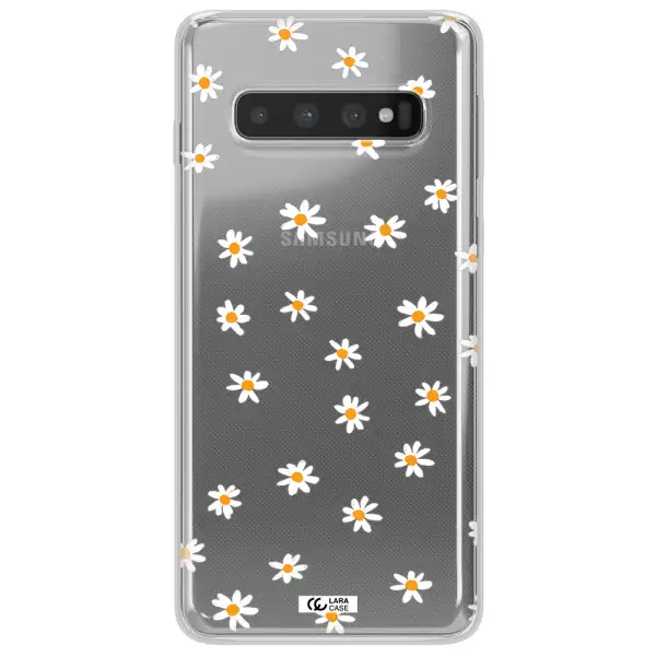 a white background with orange dots Samsung S10 Clear TPU Case