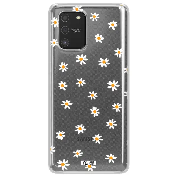 a white background with orange dots Samsung S10 Lite Clear TPU Case