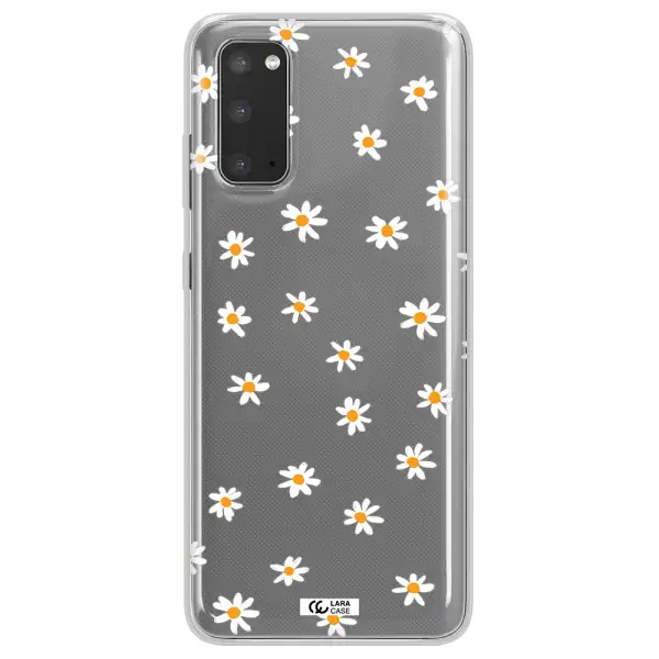 a white background with orange dots Samsung S20 Clear TPU Case