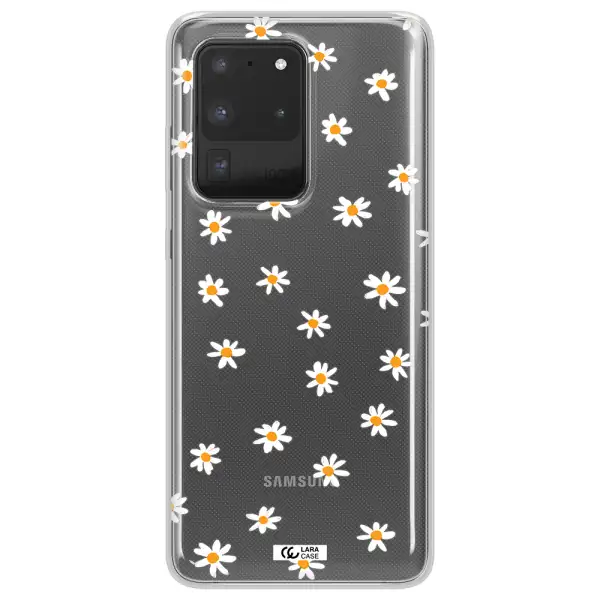 a white background with orange dots Samsung S20 Ultra Clear TPU Case