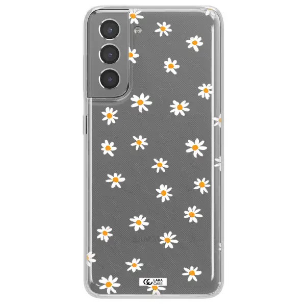 a white background with orange dots Samsung S21 Clear TPU Case