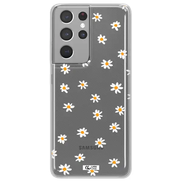 a white background with orange dots Samsung S21 Ultra Clear TPU Case