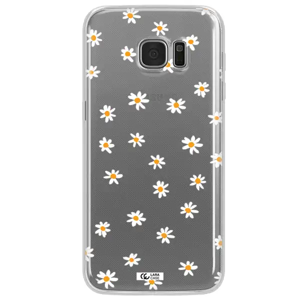 a white background with orange dots Samsung S7 Edge Clear TPU Case
