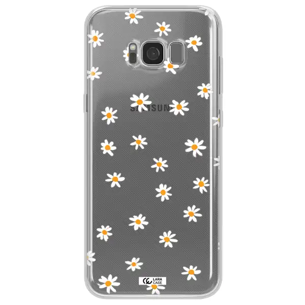 a white background with orange dots Samsung S8 Plus Clear TPU Case
