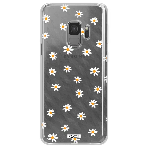 a white background with orange dots Samsung S9 Clear TPU Case