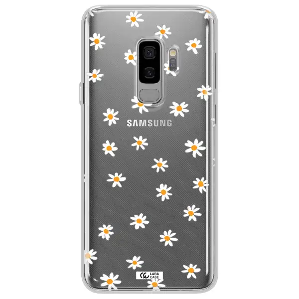 a white background with orange dots Samsung S9 Plus Clear TPU Case