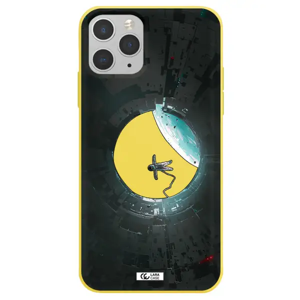 a astronaut in a space station Apple iPhone 11 pro Silicone canary yellow Case
