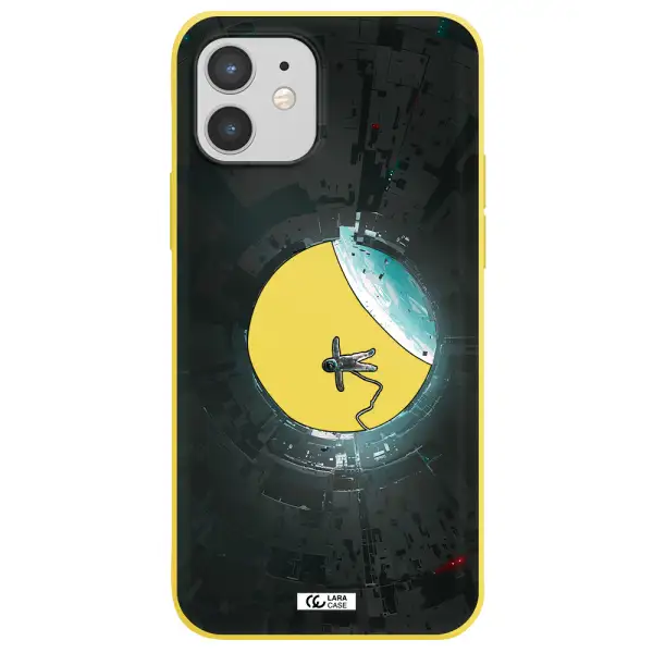 a astronaut in a space station Apple iPhone 12 mini Silicone canary yellow Case