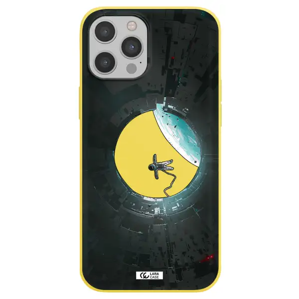 a astronaut in a space station Apple iPhone 12 pro max Silicone canary yellow Case