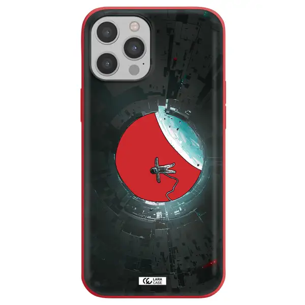 a astronaut in a space station Apple iPhone 12 pro Silicone Imperial Red Case