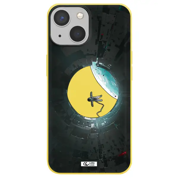 a astronaut in a space station Apple iPhone 13 mini Silicone canary yellow Case
