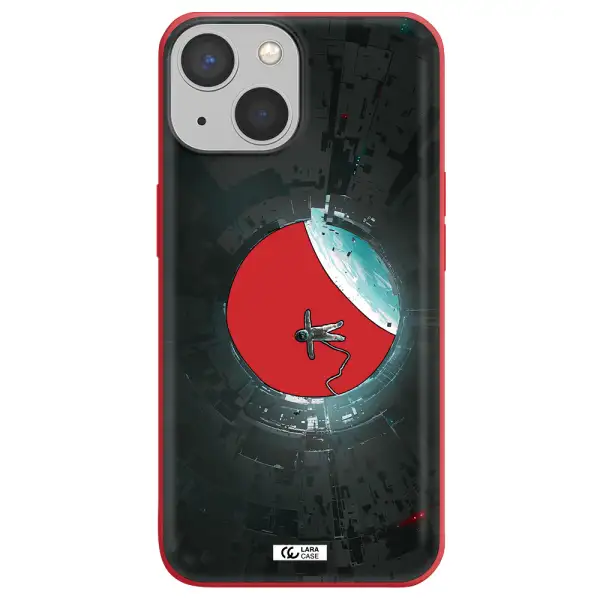 a astronaut in a space station Apple iPhone 13 mini Silicone Imperial Red Case