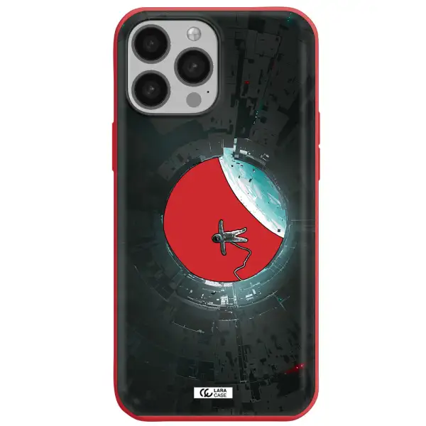 a astronaut in a space station Apple iPhone 13 Pro Max Silicone Imperial Red Case