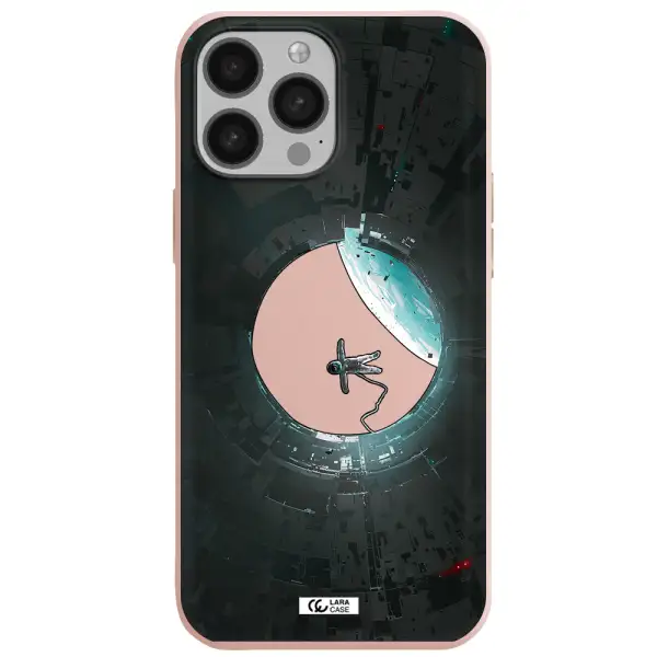 a astronaut in a space station Apple iPhone 13 Pro Max Silicone pastel pink Case