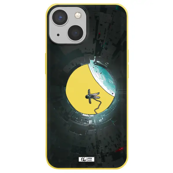 a astronaut in a space station Apple iPhone 13 Silicone canary yellow Case